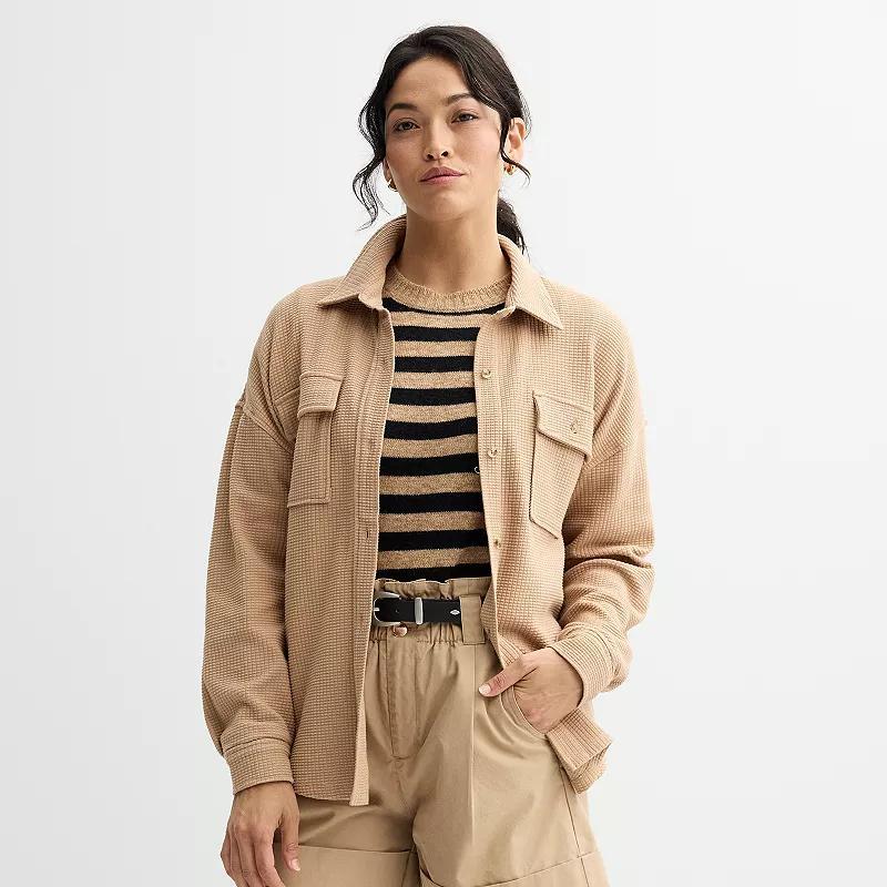 Women's Sonoma Goods For Life® Waffle Knit Shacket, Size: Large, Barric Beige Product Image