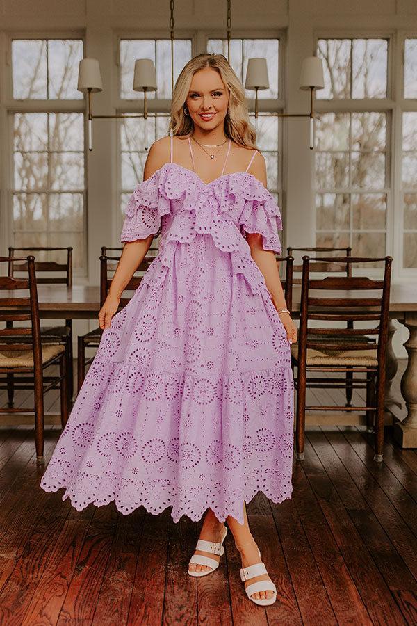 Cue The Charm Eyelet Midi Dress Product Image