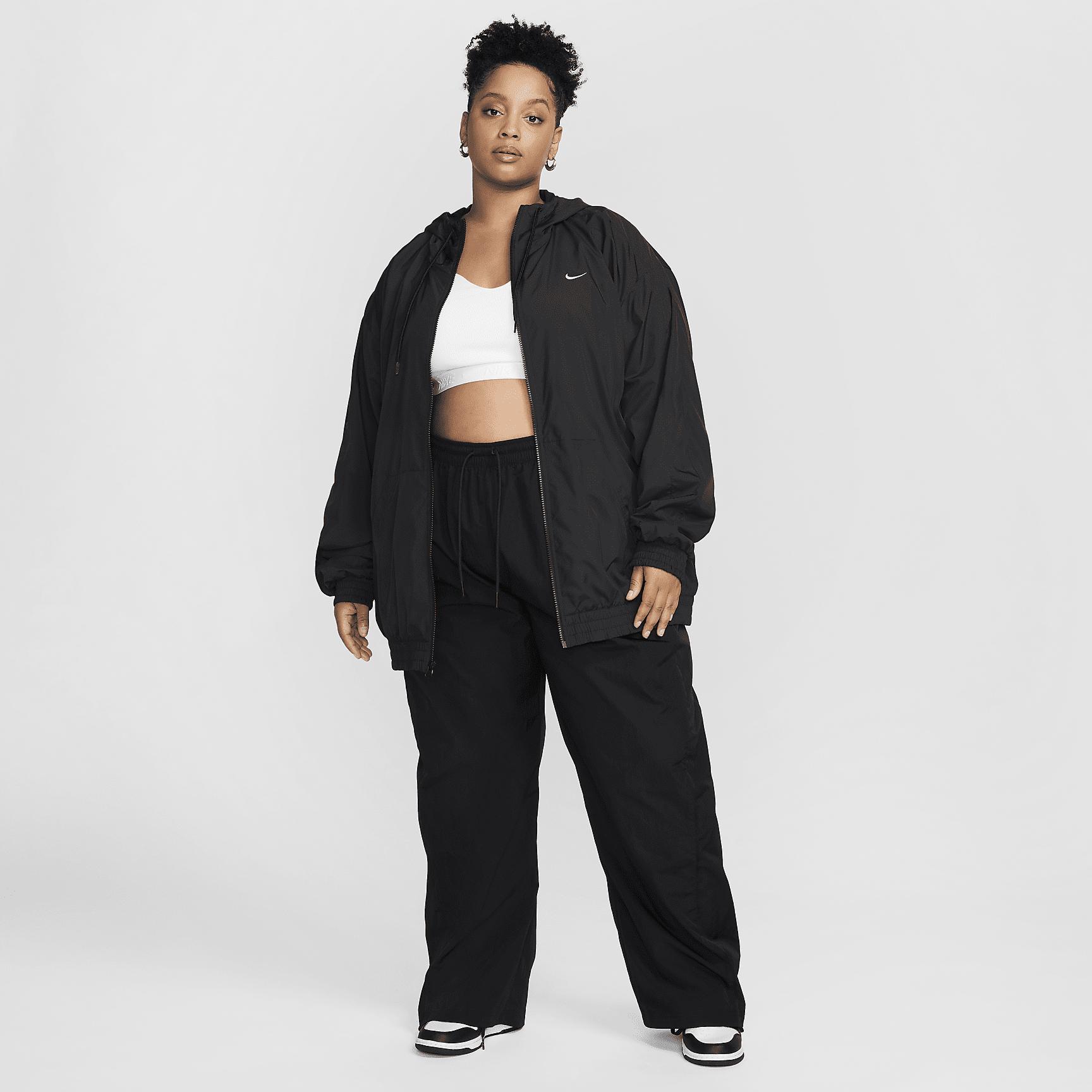 Womens Nike Sportswear Classic Wovens Loose UV Hooded Jacket (Plus Size) | FV6300-010 Product Image