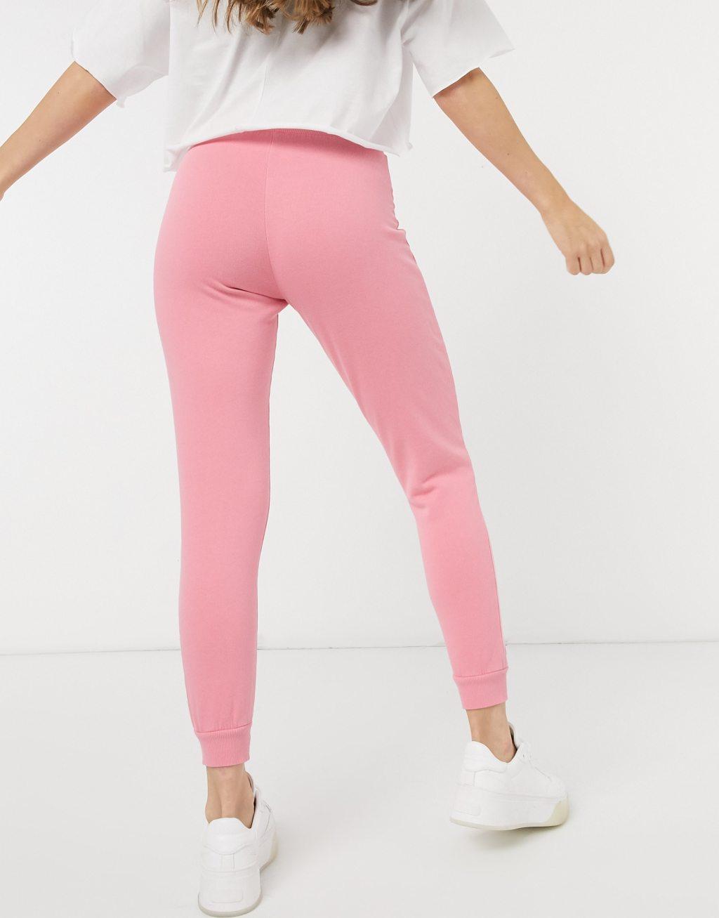 River Island high waisted sweatpants in pink Product Image