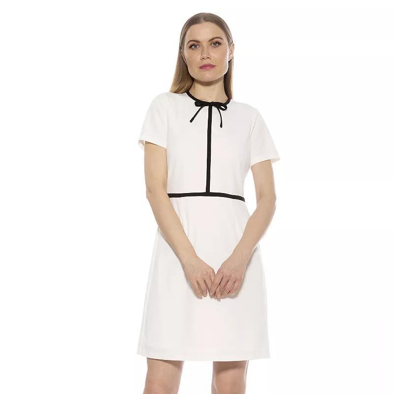 Women's ALEXIA ADMOR Eira Short Sleeve Fit and Flare Dress, Size: XL, Ivory Product Image