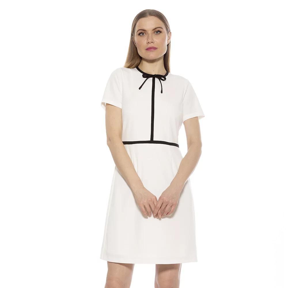 Women's ALEXIA ADMOR Eira Short Sleeve Fit and Flare Dress, Size: XL, Ivory Product Image