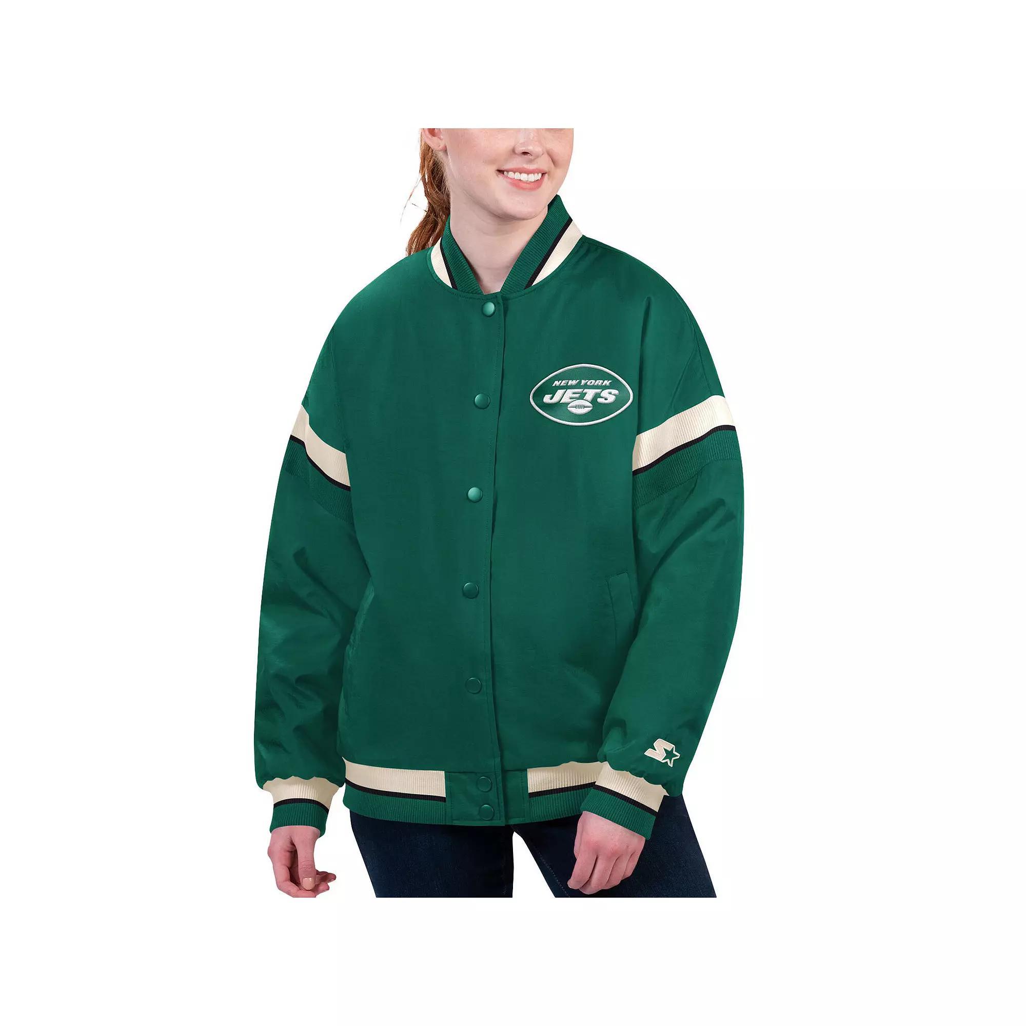 Women's Starter Green New York Jets Tournament Full-Snap Varsity Jacket, Size: XL Product Image