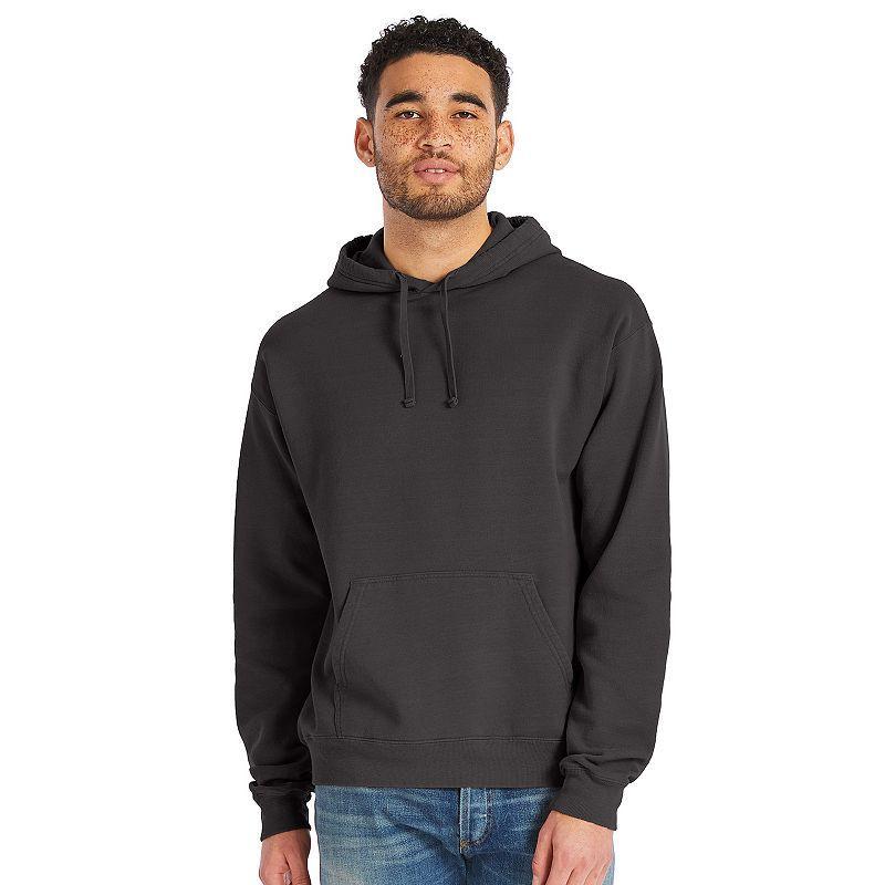 Hanes Mens Garment Dyed Fleece Hoodie Concrete Gray 2XL Product Image