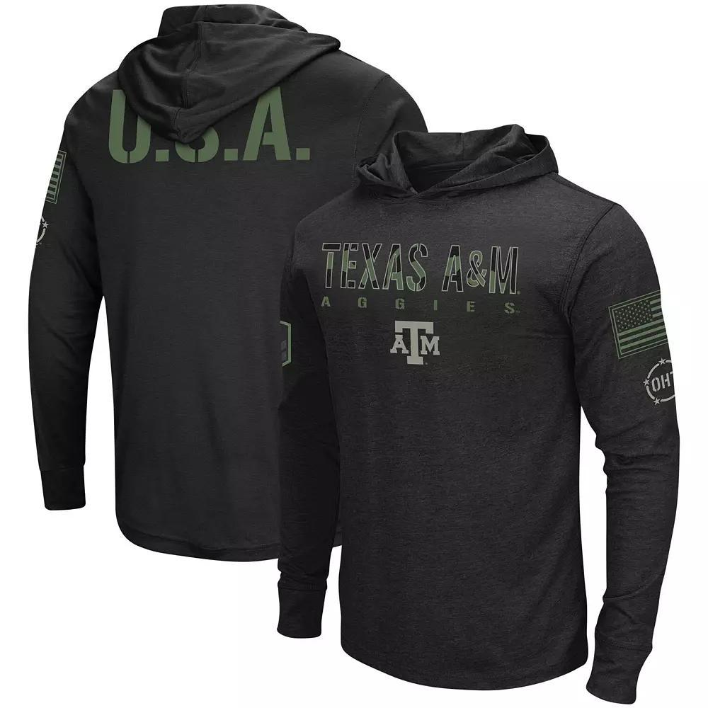Men's Colosseum Black Texas A&M Aggies Big & Tall OHT Military Appreciation Tango Long Sleeve Hoodie T-Shirt,  Product Image