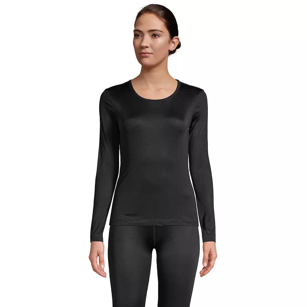 Petite Lands' End Silk Interlock Crewneck Undershirt, Women's, Size: Small Petite, Black Product Image