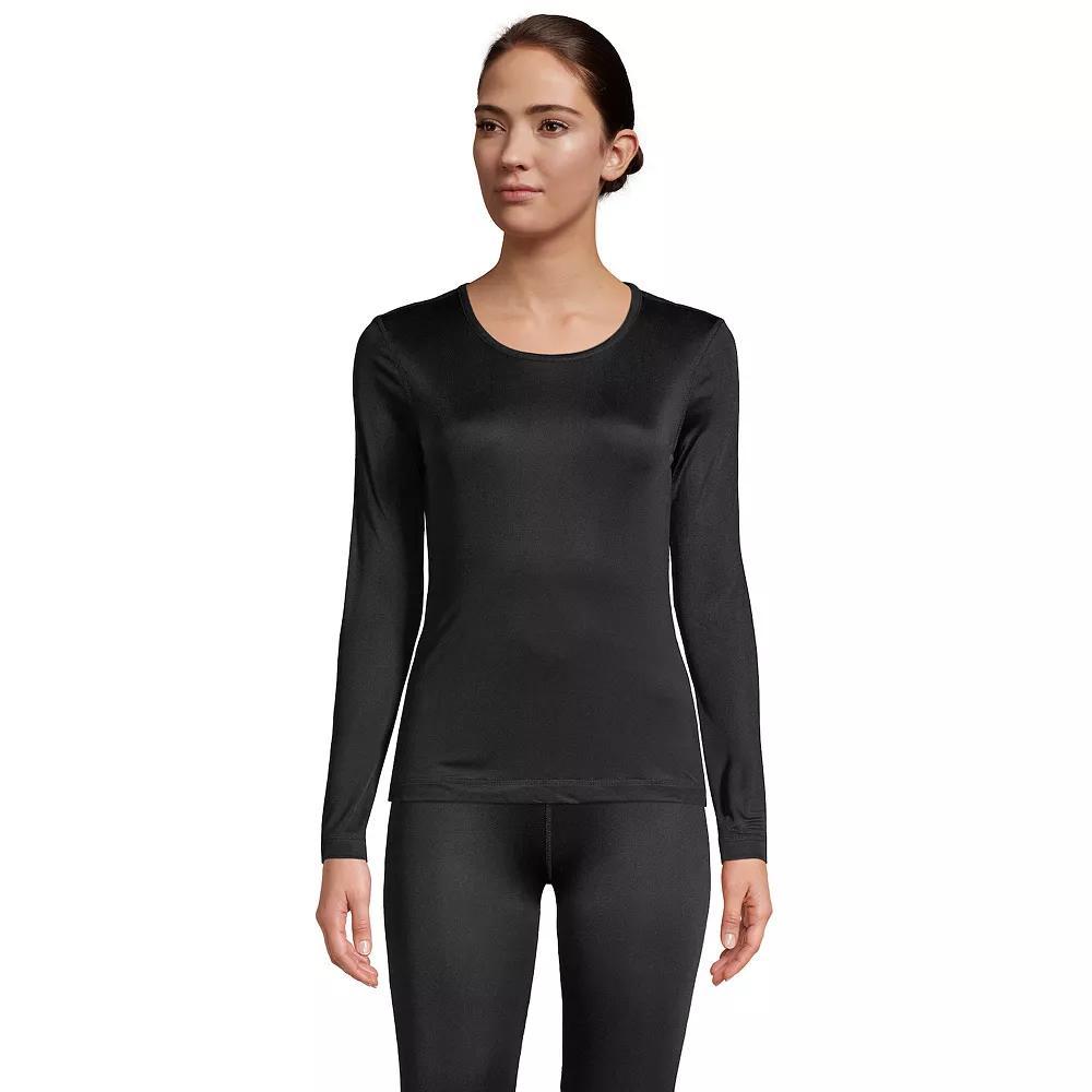 Petite Lands' End Silk Interlock Crewneck Undershirt, Women's, Size: Small Petite, Black Product Image