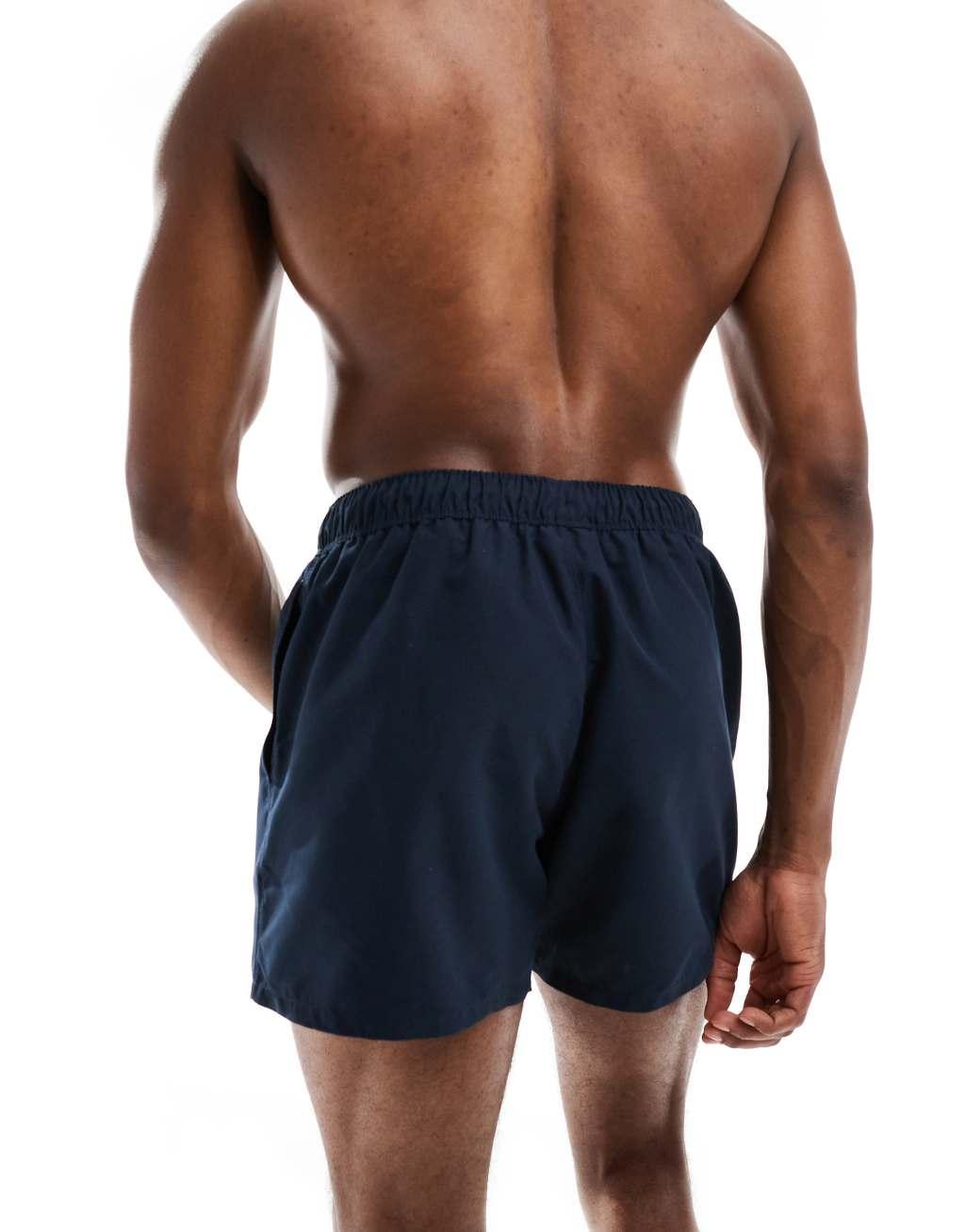 ASOS DESIGN swim shorts in short length in navy Product Image