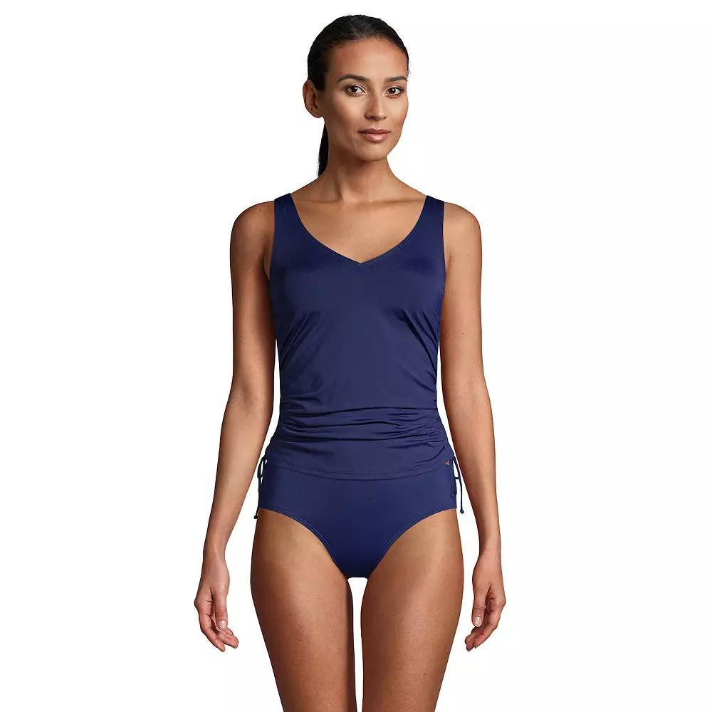 Women's Lands' End Ruched-Sides V-Neck UPF 50 Tankini Swimsuit Top,  Product Image