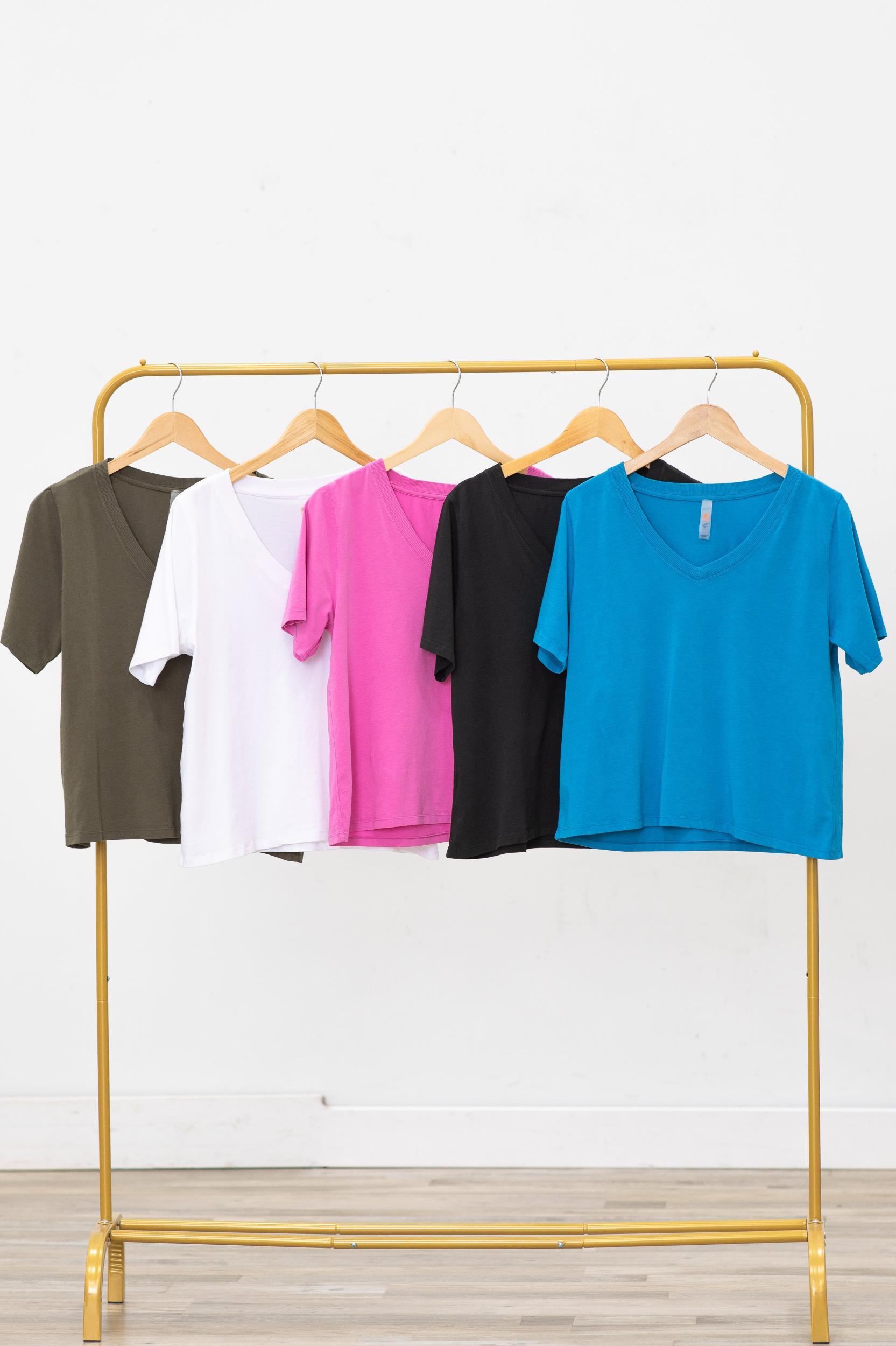 Cotton Blend V-Neck Knit Tee Product Image