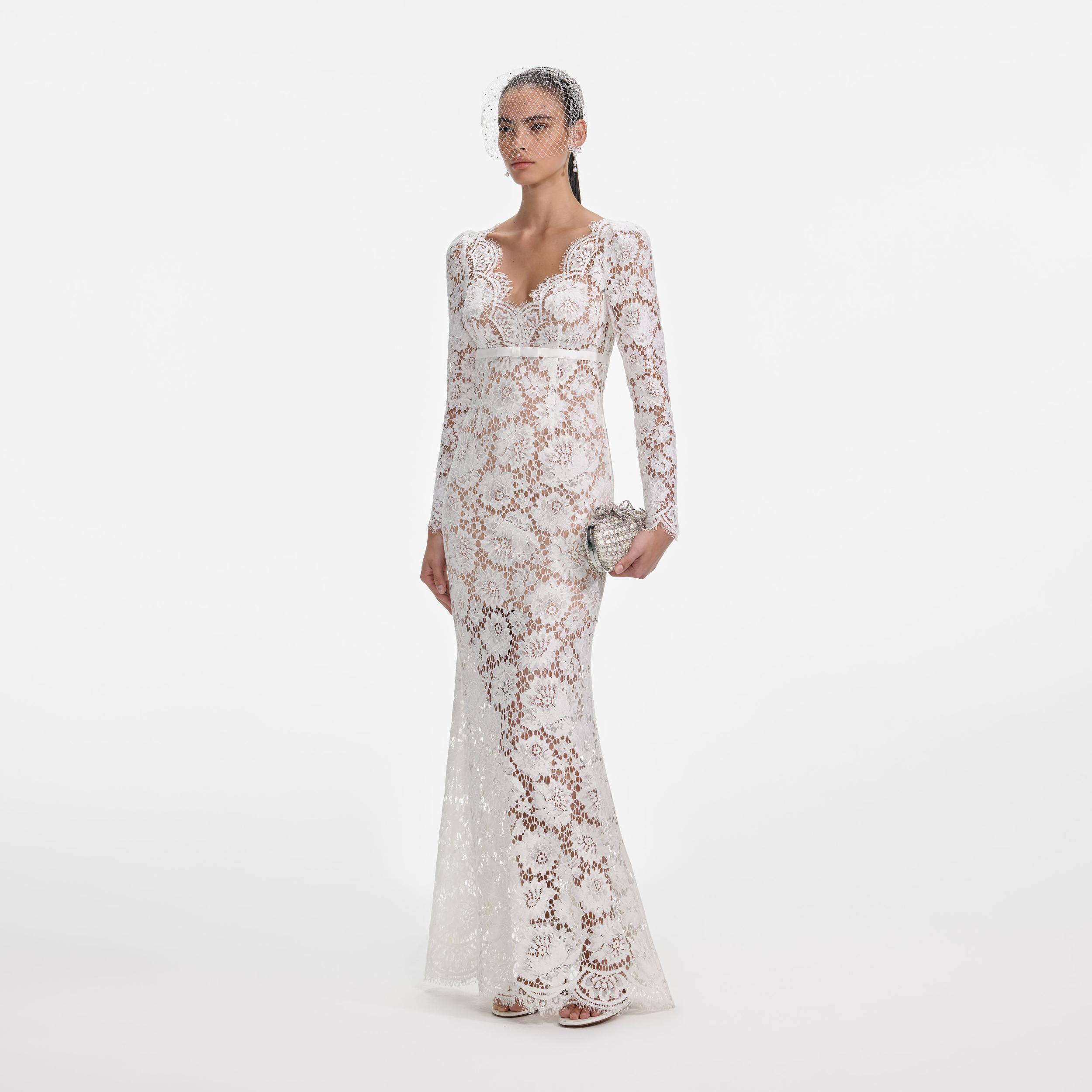 White Floral Lace Maxi Dress Product Image