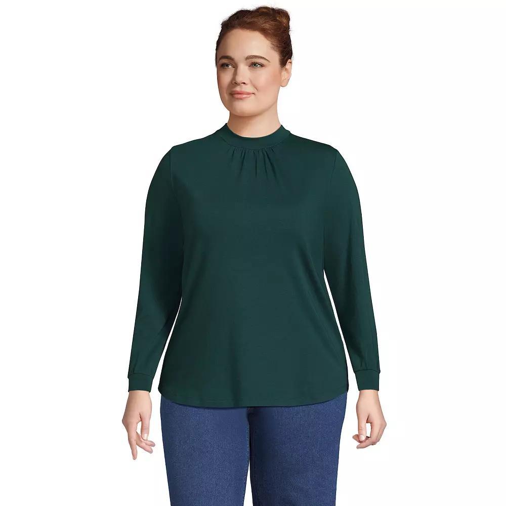 Plus Size Lands' End Gathered Mockneck Top, Women's, Size: 2XL, Deep Balsam Product Image