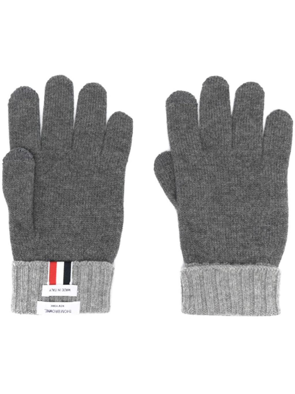 THOM BROWNE Rwb-stripe Wool Gloves In Grey Product Image