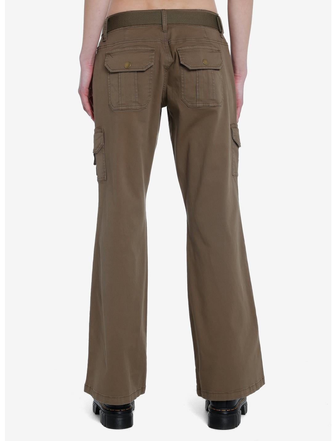 Social Collision Brown Flare Pants With Belt Product Image