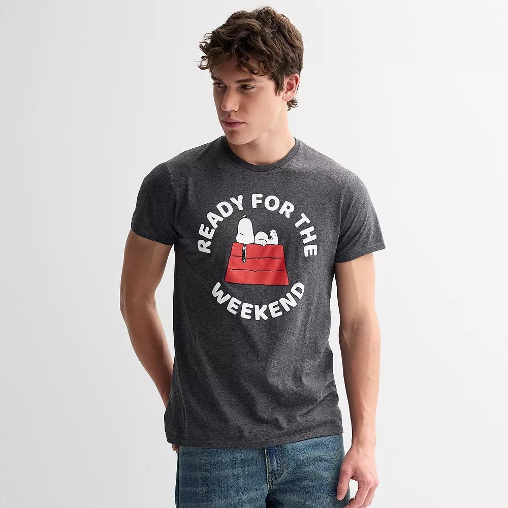 Men's Peanuts Snoopy "Ready For The Weekend" Graphic Tee, Size: Large, Grey Heather Product Image