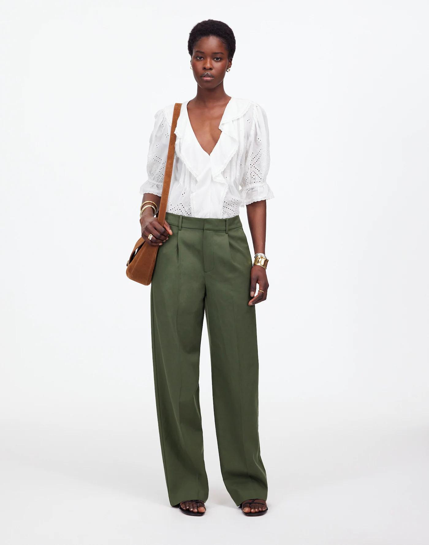 Slouchy Straight Pants in Drapey Twill Product Image