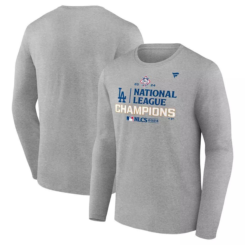 Men's Fanatics Heather Gray Los Angeles Dodgers 2024 National League Champions Locker Room Long Sleeve T-Shirt, Size: 3XL, Grey Product Image