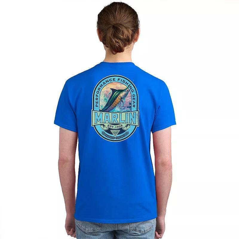 Men's Columbia PFG Performance Fishing Gear Short Sleeve Graphic Tee, Size: Small, Vivid Blue Marlin Product Image