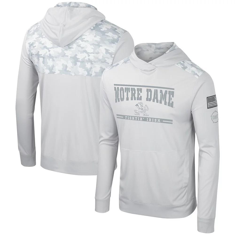 Men's Colosseum Gray Notre Dame Fighting Irish OHT Military Appreciation Long Sleeve Hoodie T-Shirt, Size: Medium, Grey Product Image