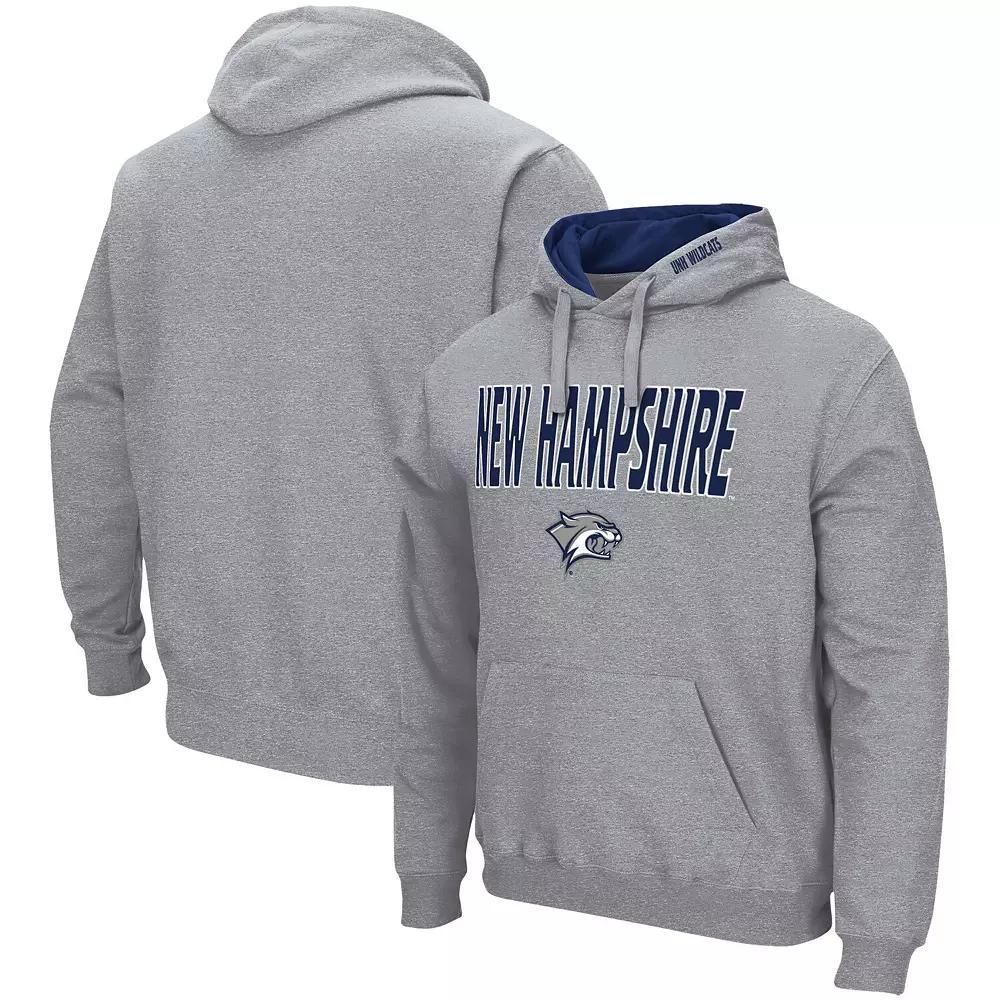 Men's Colosseum Heathered Gray New Hampshire Wildcats Arch and Logo Pullover Hoodie,  Product Image