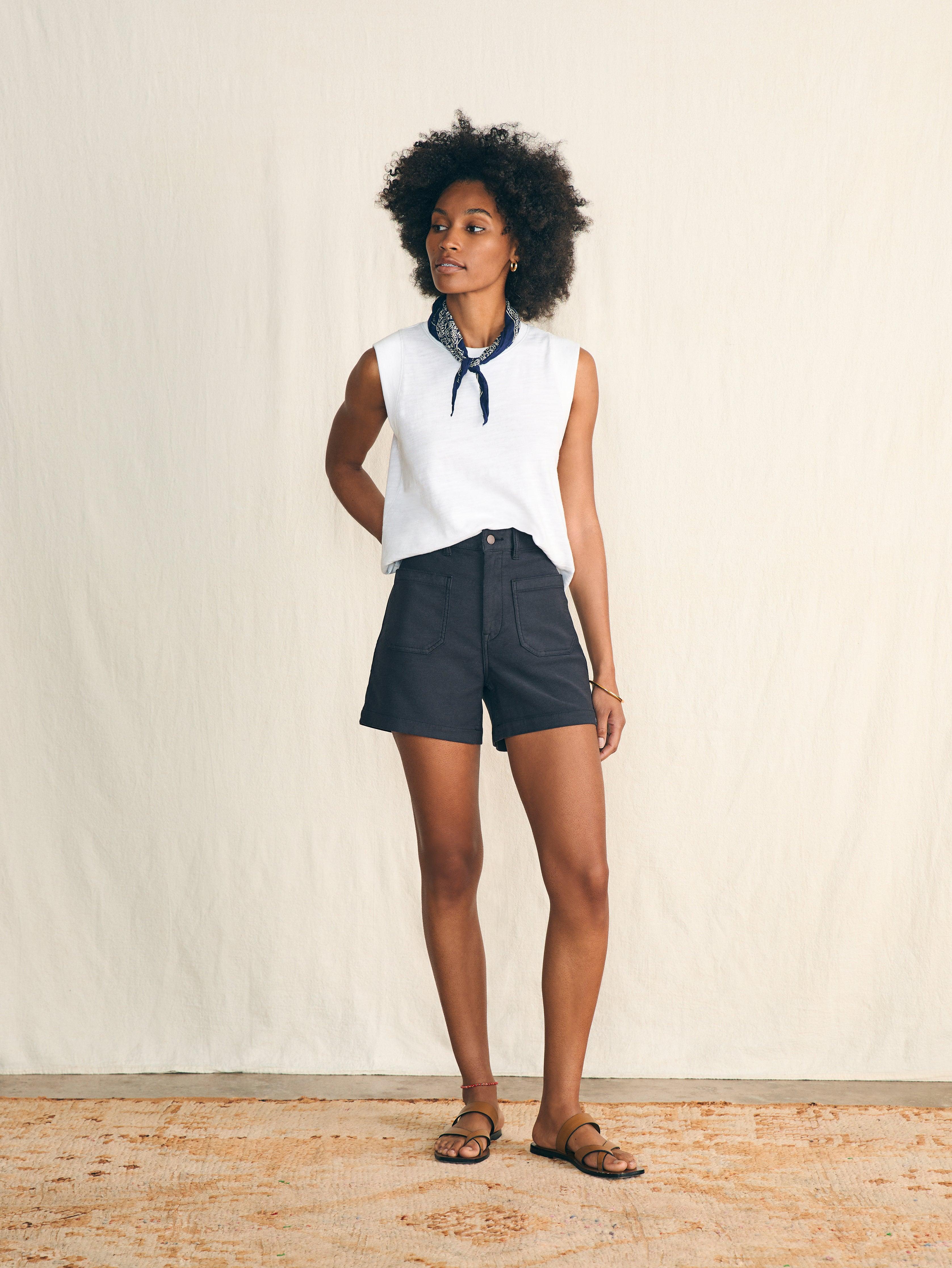 Stretch Terry Patch Pocket Short - Washed Black Female Product Image