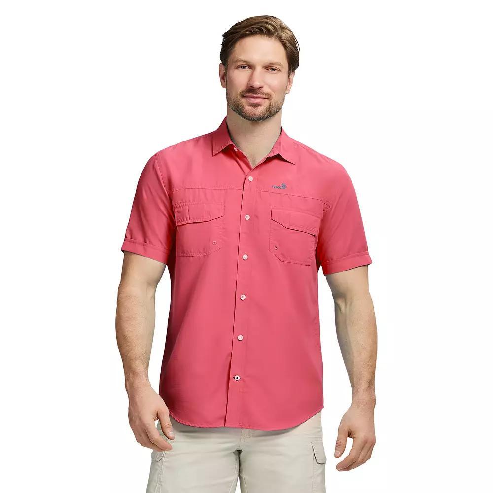 Men's IZOD Sunshield Performance Short Sleeve Button Down Shirt, Size: XXL, Holly Pink Solid Product Image
