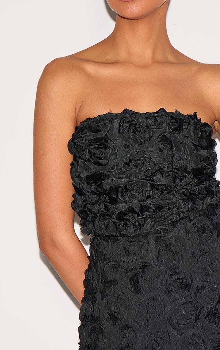 Black Floral Ruffle A-line Dress Product Image