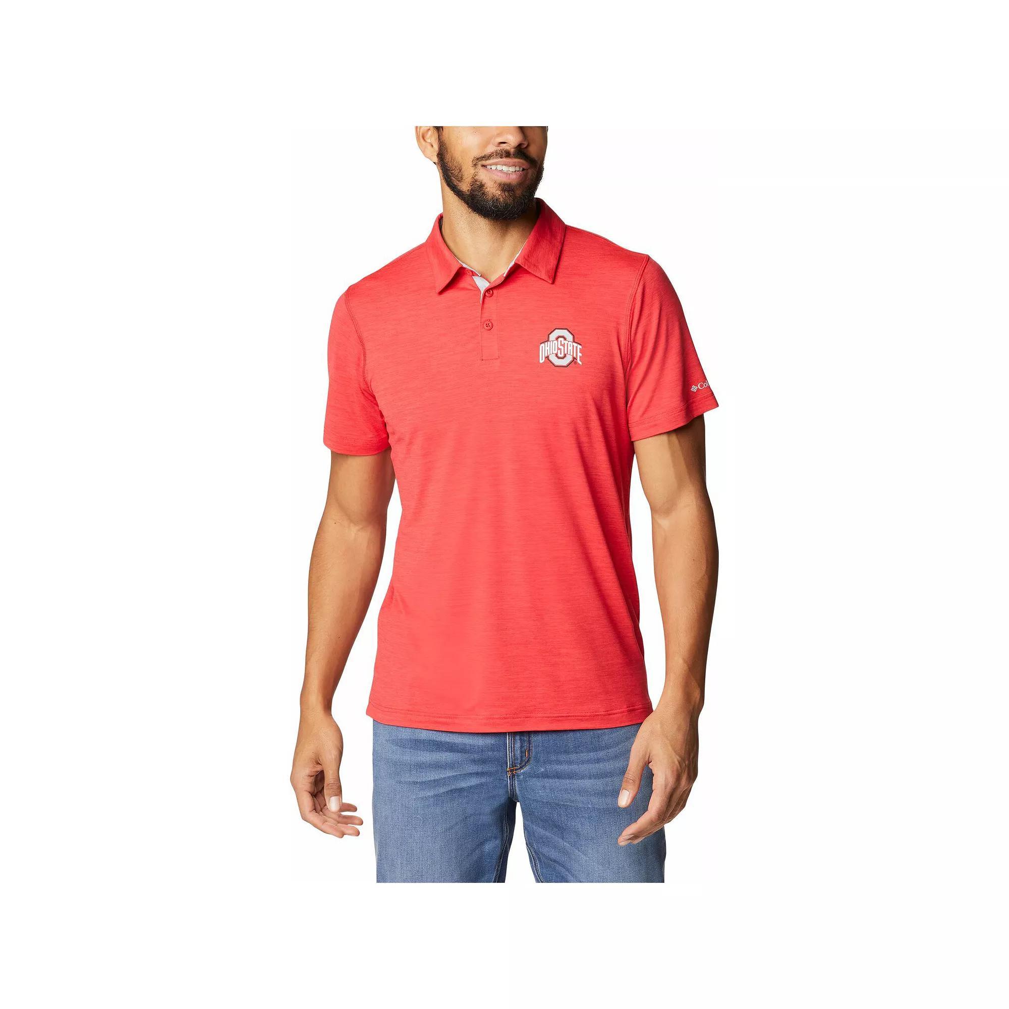 Men's Columbia Scarlet Ohio State Buckeyes Tech Trail Space Dye Omni-Shade Polo, Size: XL, Red Product Image