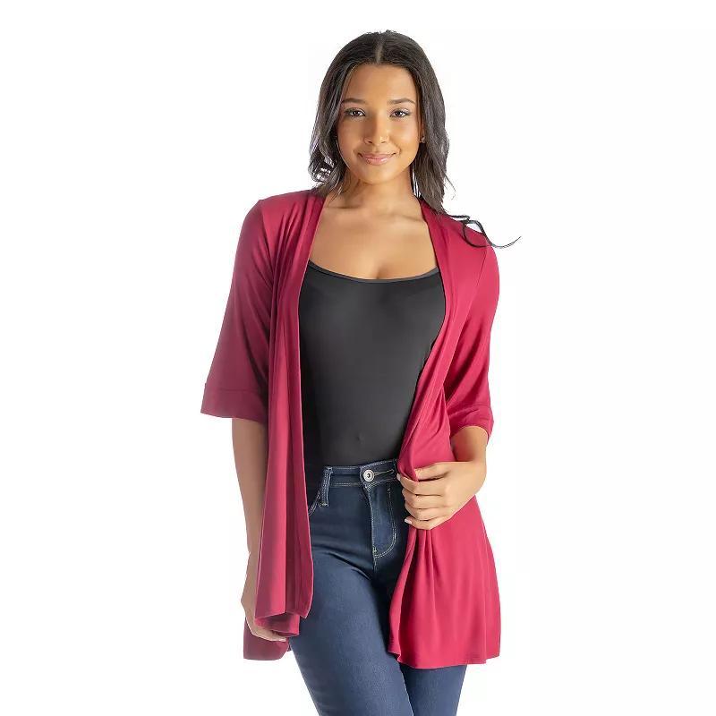 Womens 24Seven Comfort Apparel Open Front Elbow Length Sleeve Cardigan Product Image