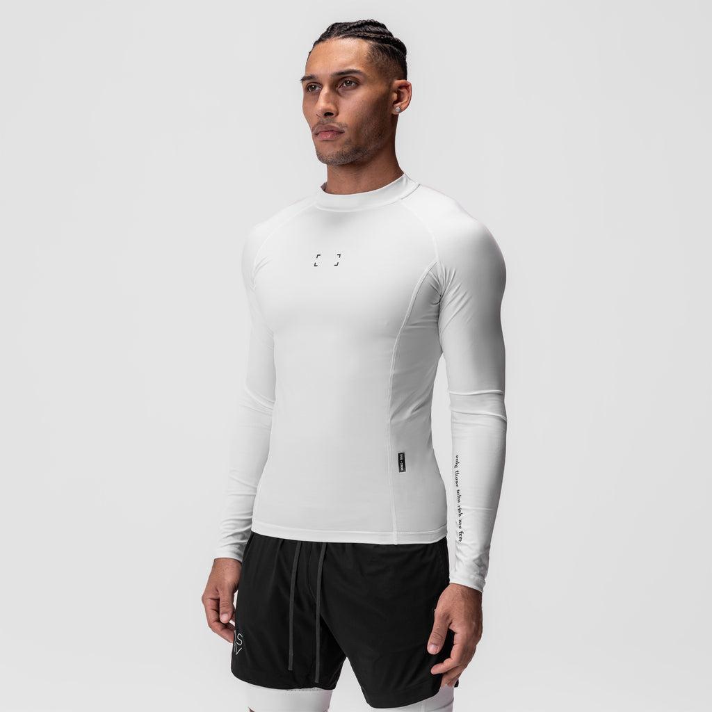 0908. WarpFlexx® Compression Mock Neck Long Sleeve - White "Space Bracket" Product Image
