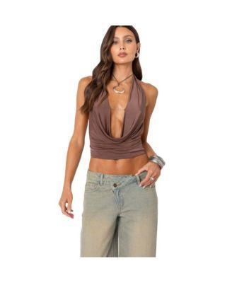 Edikted Womens Deep Cowl Neck Open Back Top Product Image