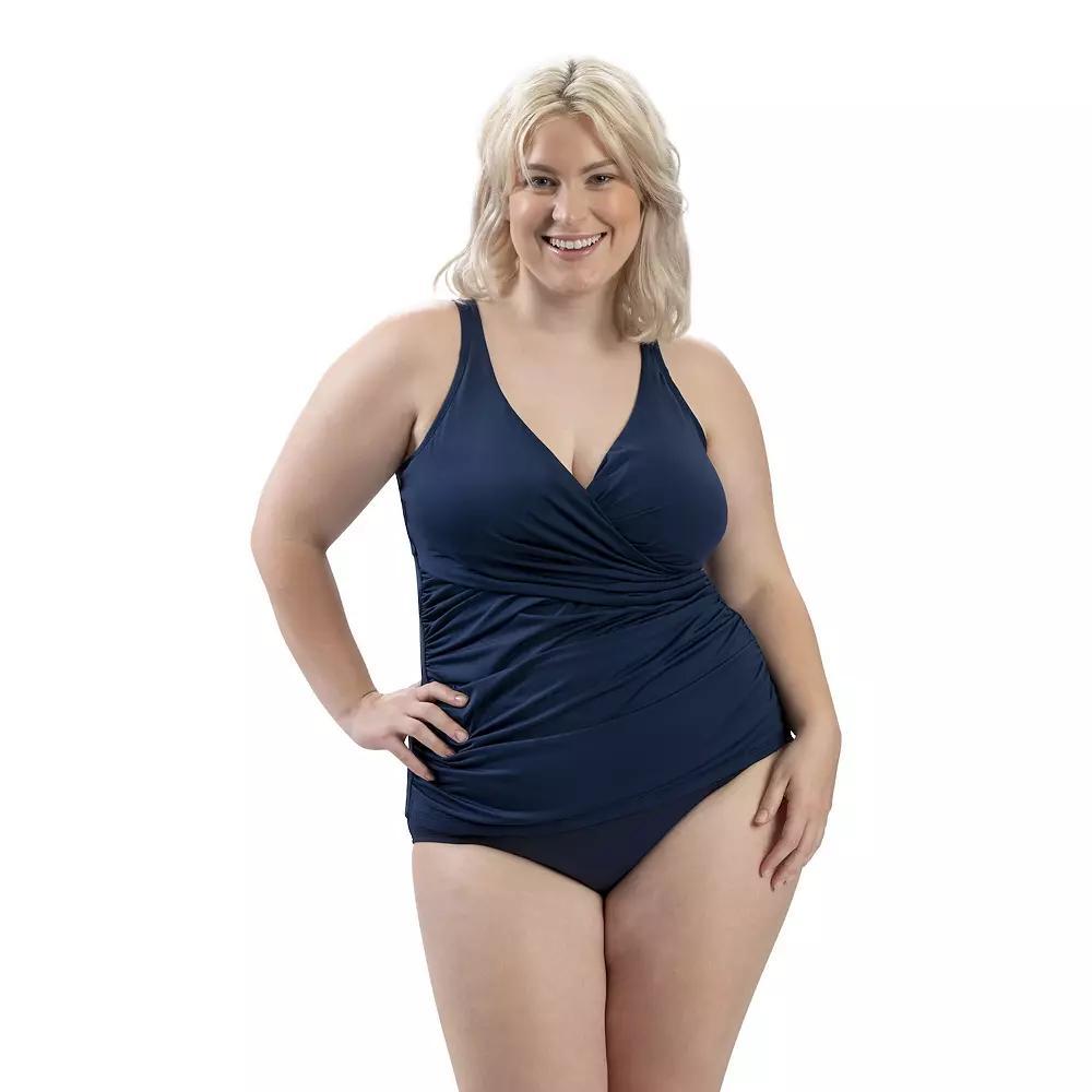 Women's Dolfin Aquashape UPF 50+ Solid Faux-Wrap Tankini Top,  Product Image
