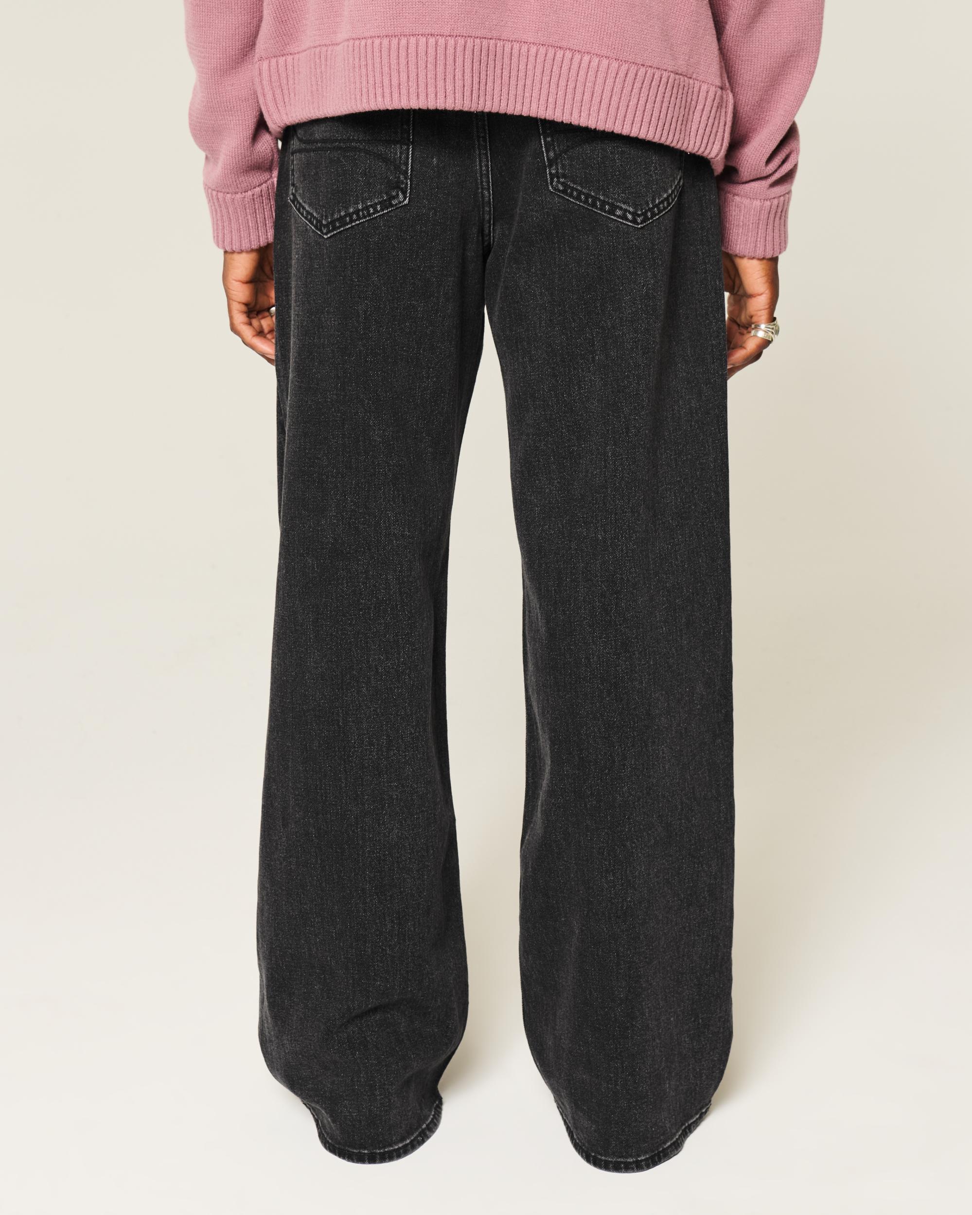 Washed Black Baggy Bootcut Jeans Product Image