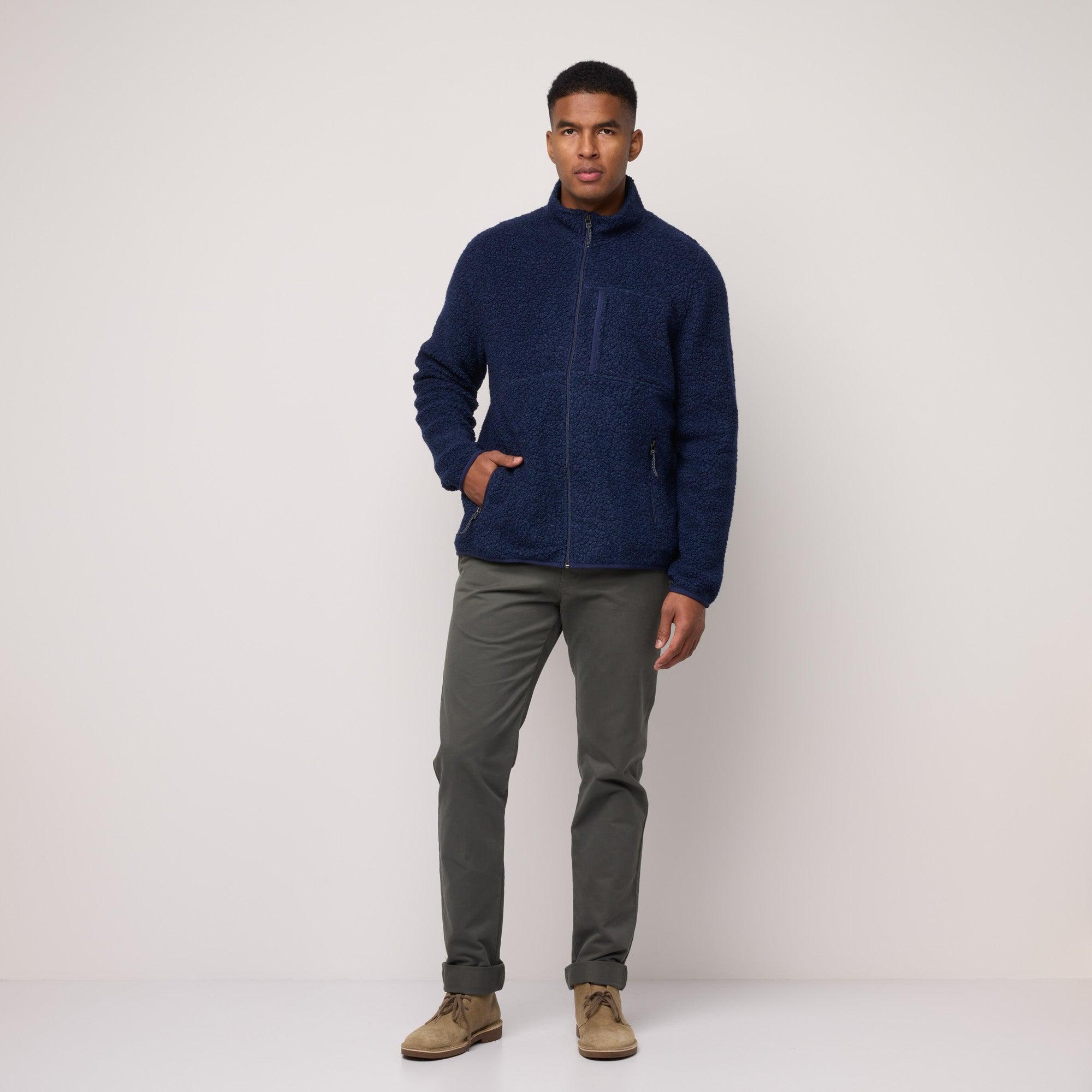 Merino Wool Fleece Jacket | Navy Heather Product Image