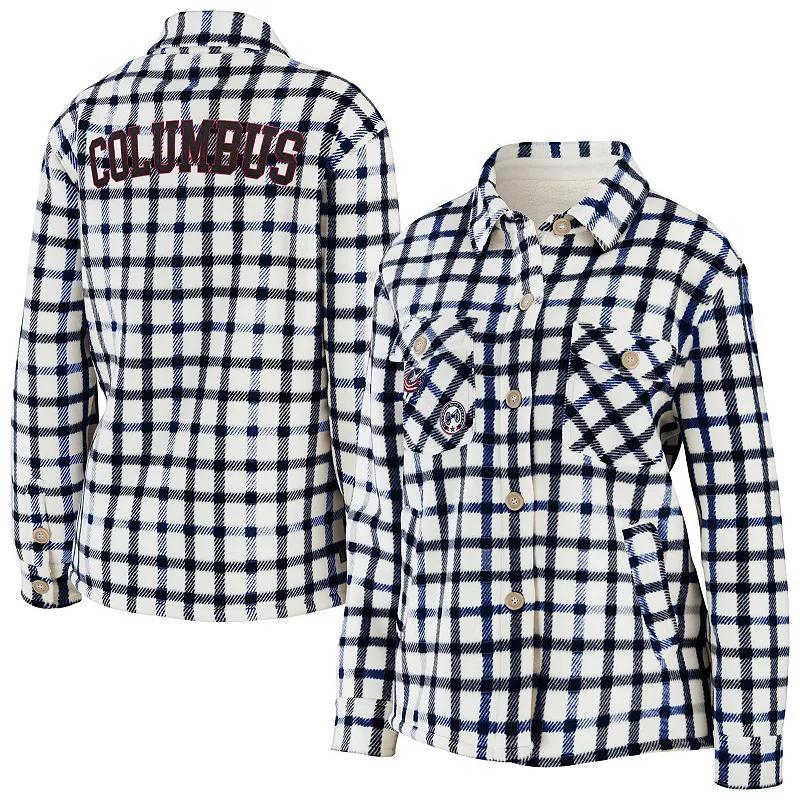 Women's WEAR by Erin Andrews Oatmeal Washington Capitals Plaid Button-Up Shirt Jacket, Size: 2XL, Team Product Image