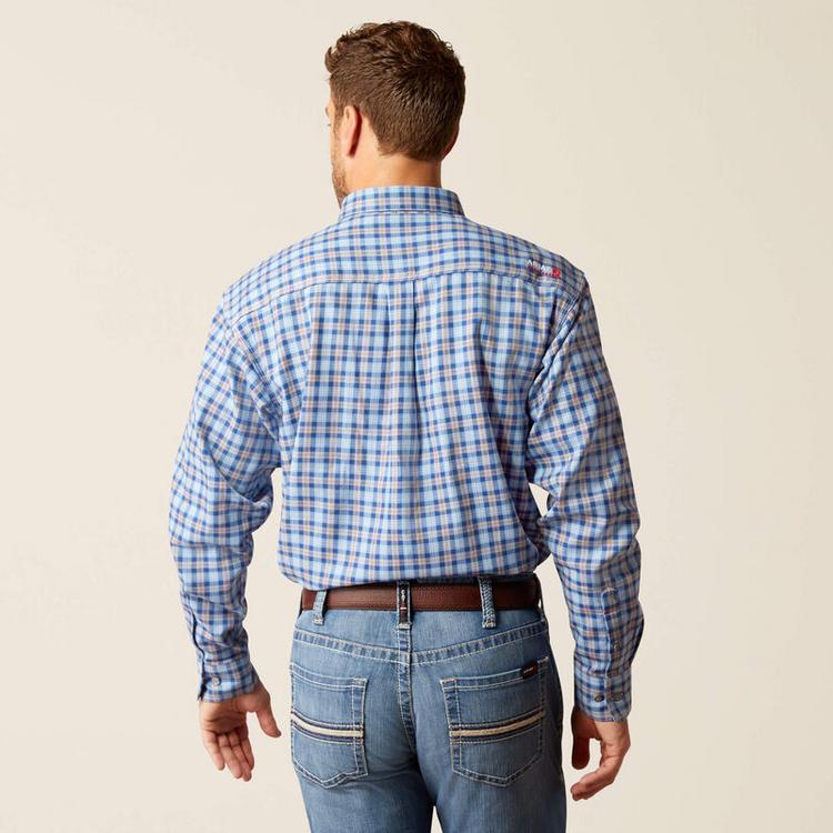 Ariat® Men's L/S Sierra Glacier Blue Plaid FR Work Shirt Product Image