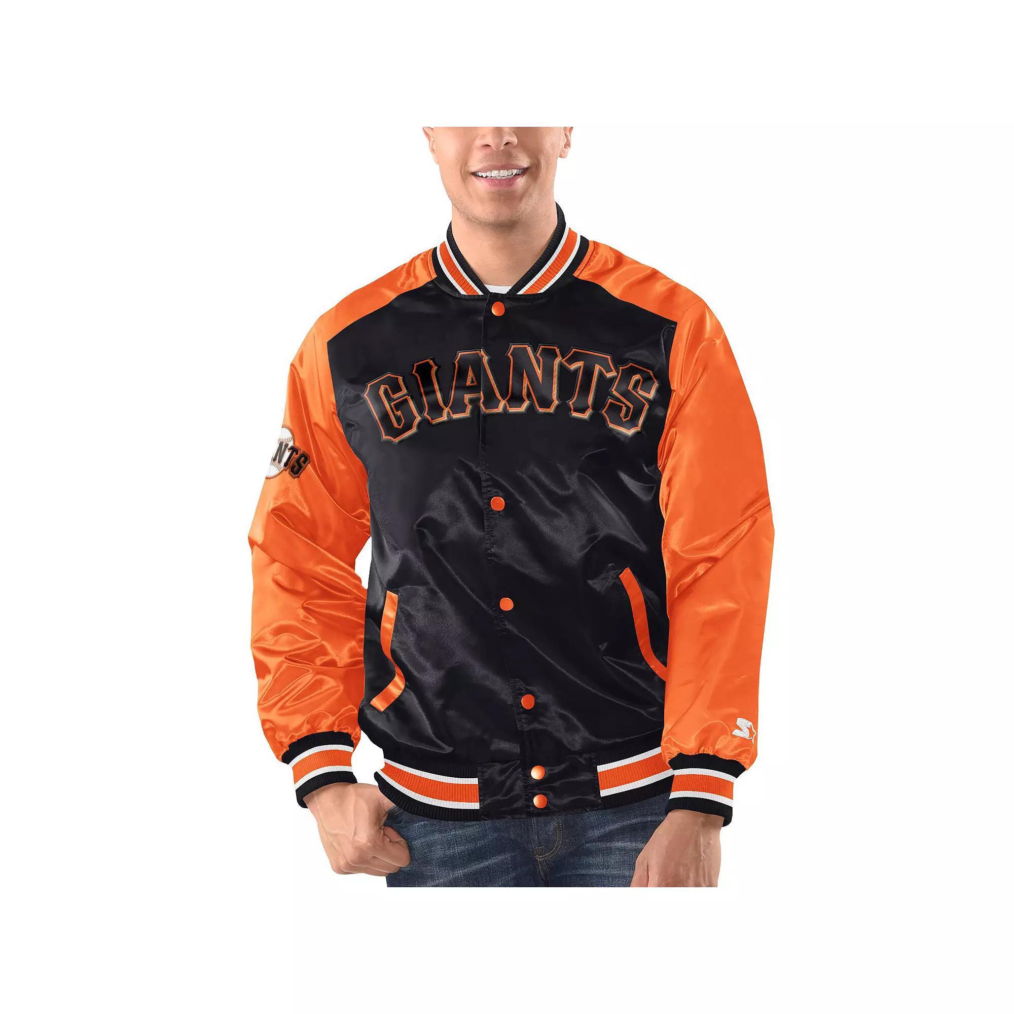 Men's Starter Black/Orange San Francisco Giants Varsity Satin Full-Snap Jacket, Size: XL Product Image