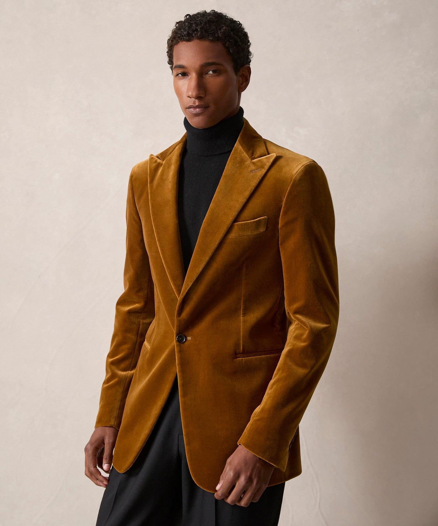 Italian Velvet Peak Lapel Dinner Jacket in Brass Product Image