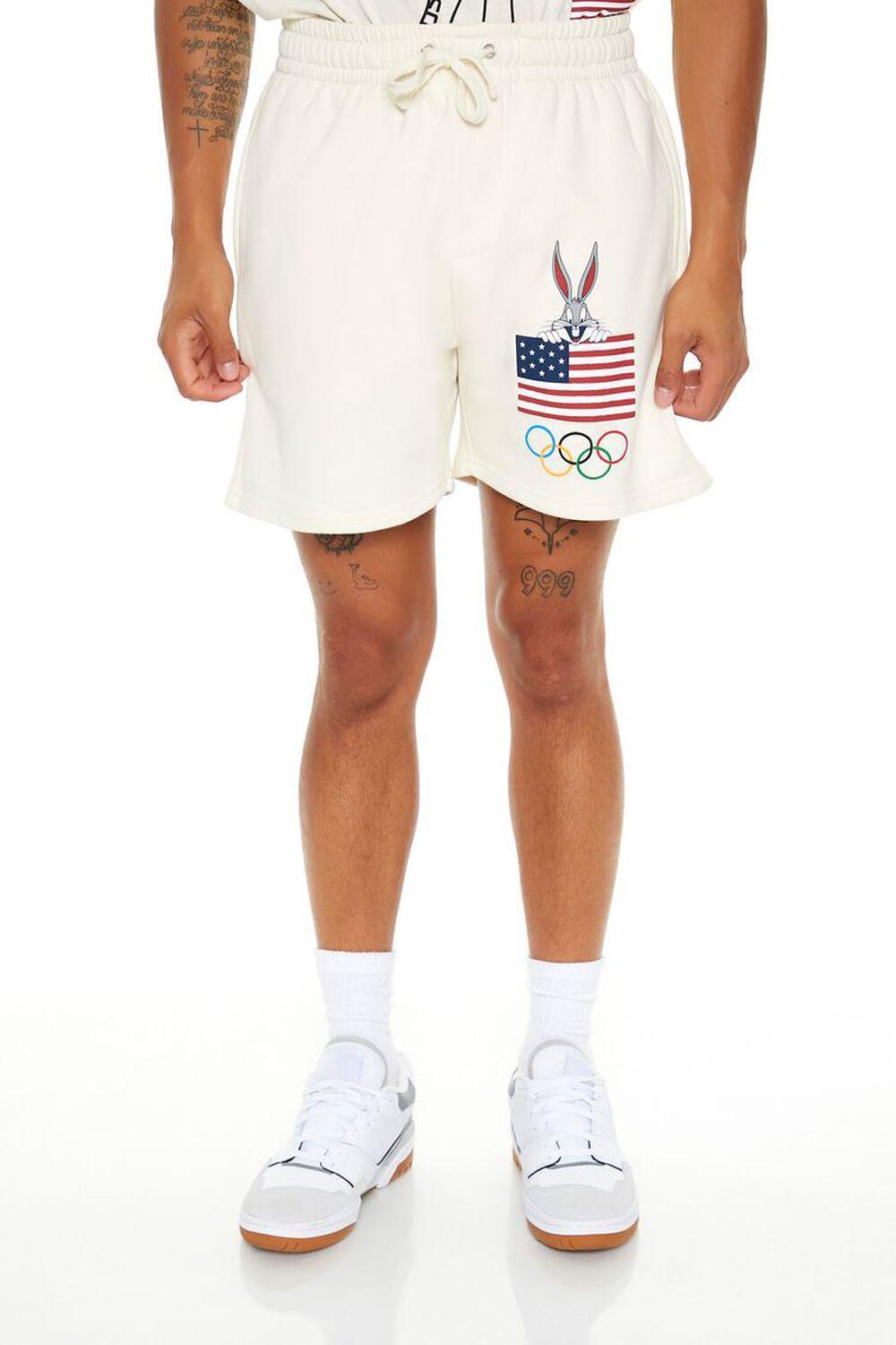 Embroidered Olympics Bugs Bunny Shorts | Forever 21 Product Image