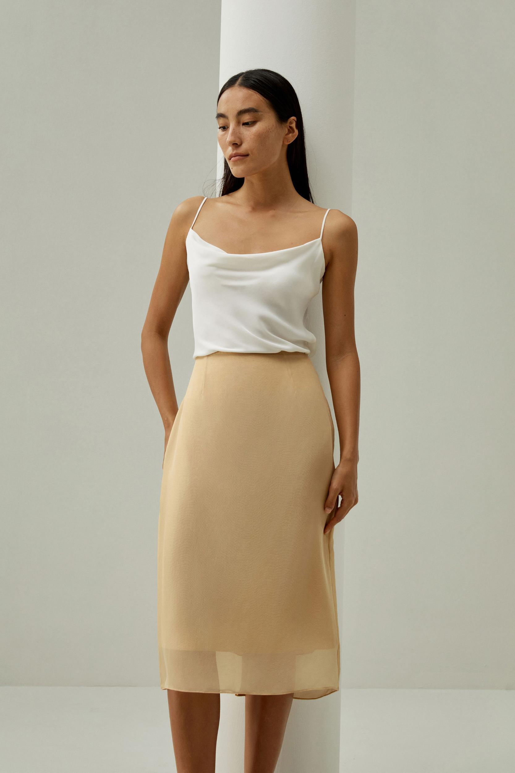 Tailored A-line Silk Skirt Product Image