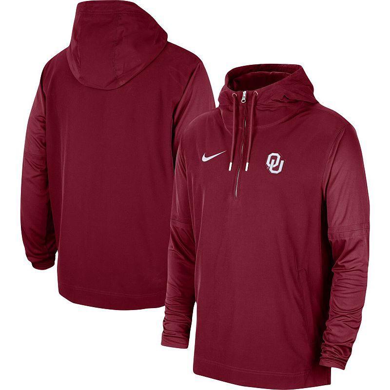 Men's Nike Crimson Oklahoma Sooners 2023 Coach Half-Zip Hooded Jacket, Size: XL, Red Product Image