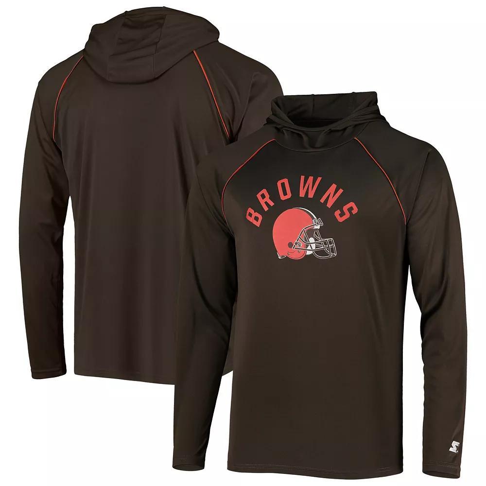 Men's Starter Brown Cleveland Browns Raglan Long Sleeve Hoodie T-Shirt,  Product Image