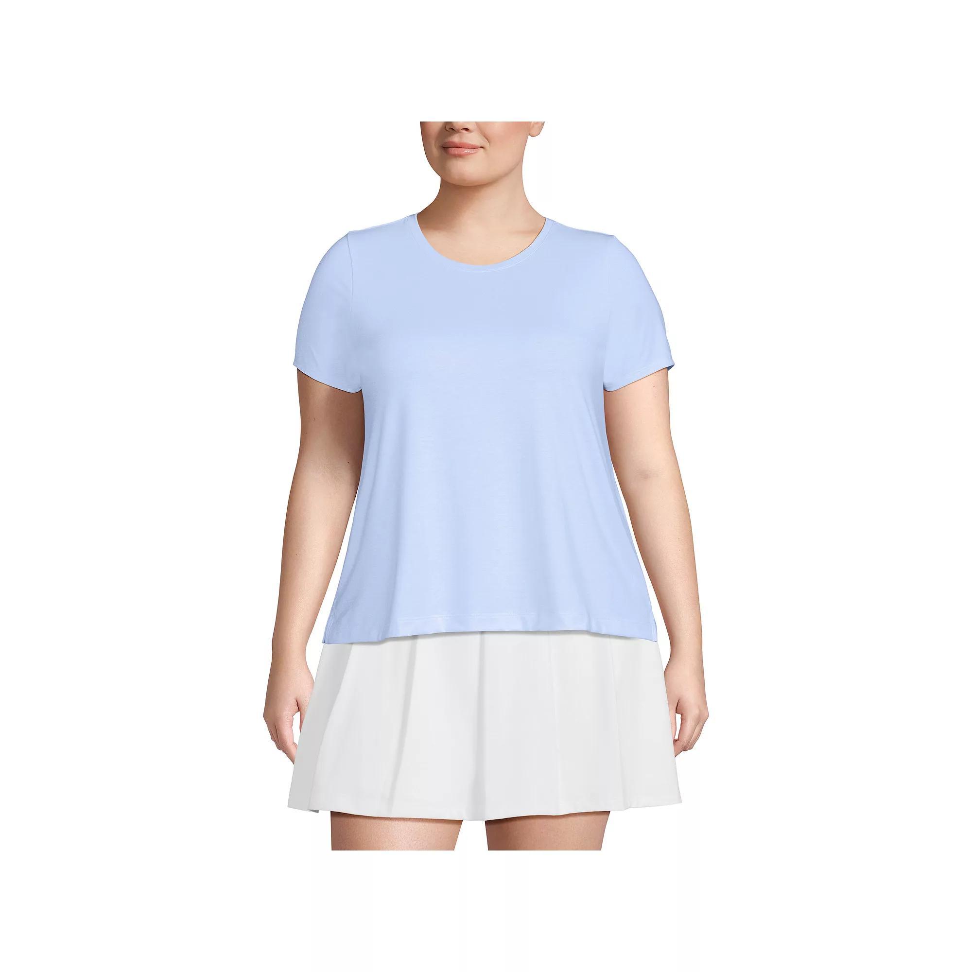 Plus Size Lands' End Power Performance Short Sleeve Crewneck T-Shirt, Women's, Size: 1XL, Purple Phlox Floral Product Image