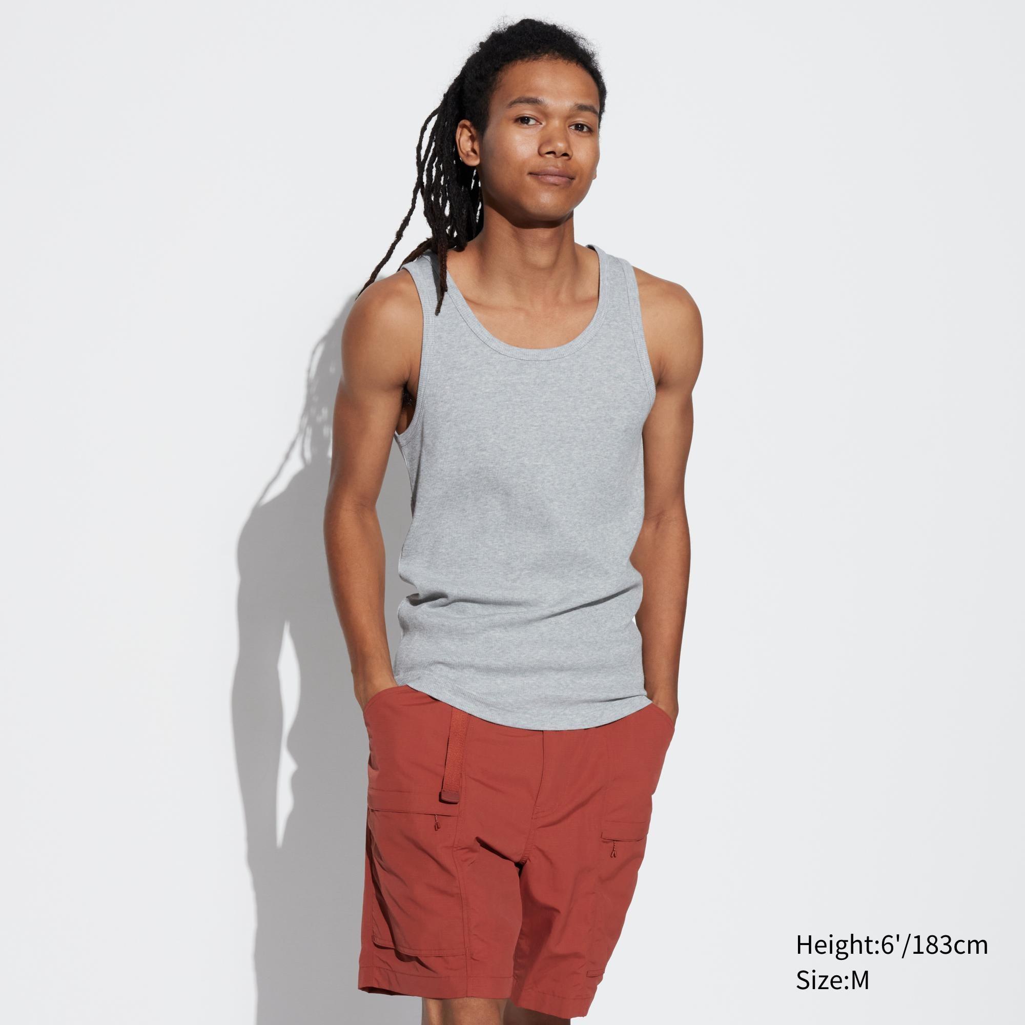 Mens DRY Color Ribbed Tank Top Gray 3XL UNIQLO US Product Image