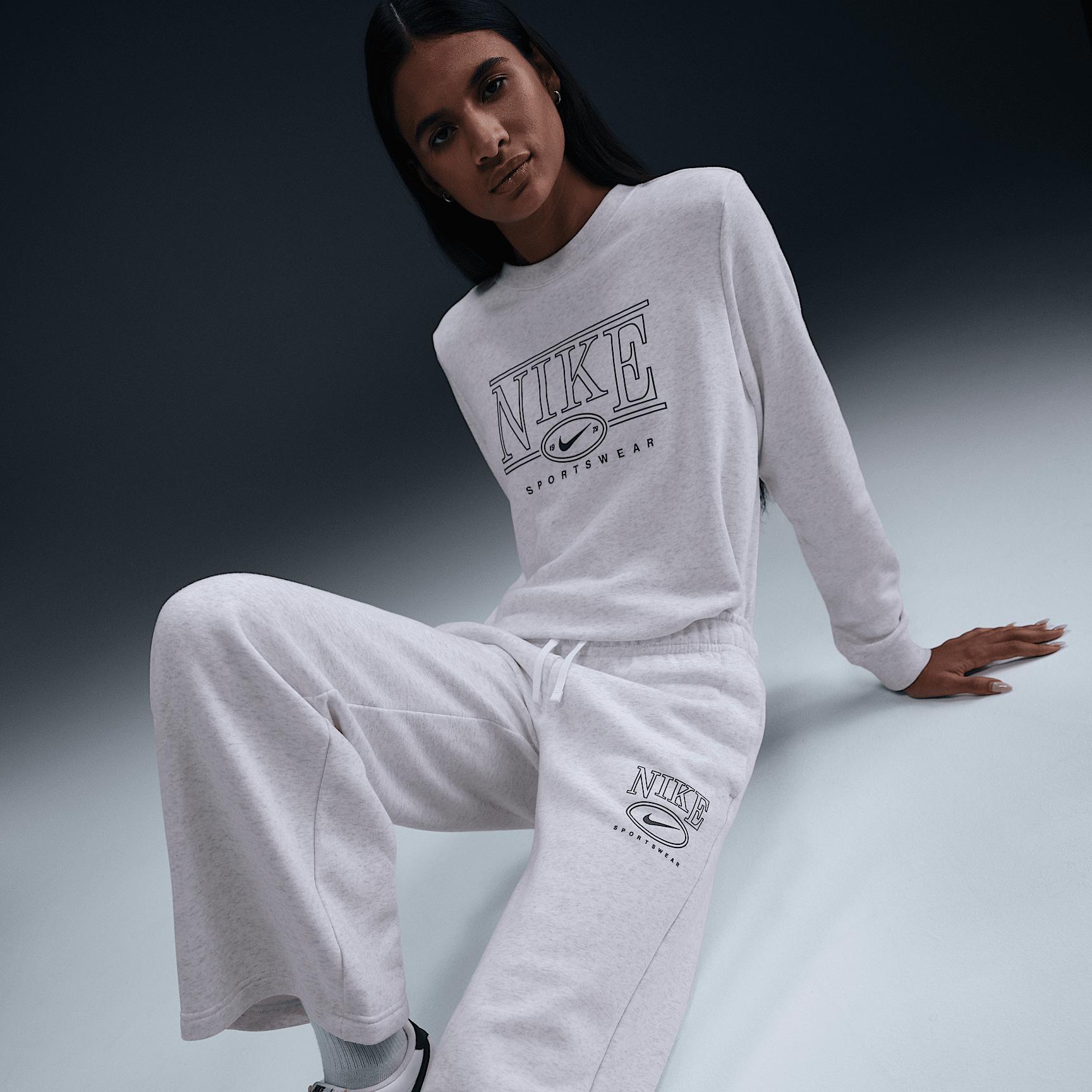 Womens Nike Sportswear Club Fleece Mid-Rise Wide-Leg Graphic Pants Product Image