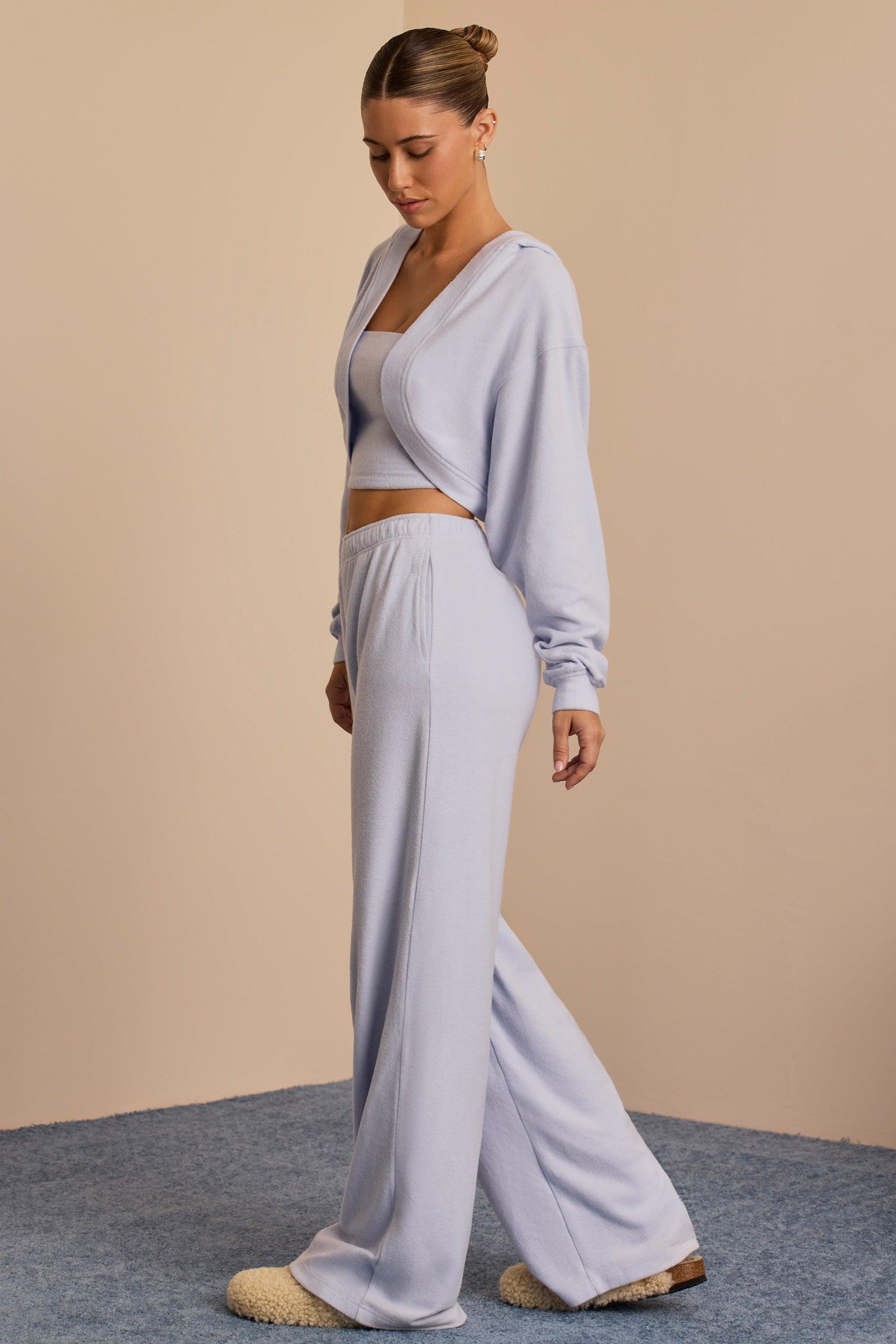 Tall Brushed Jersey Wide-Leg Joggers in Soft Blue Product Image