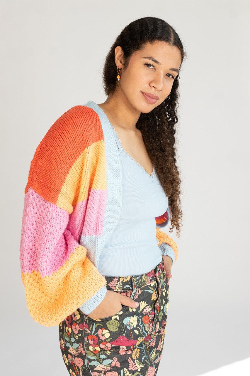 Colorblock Open Cardigan Product Image