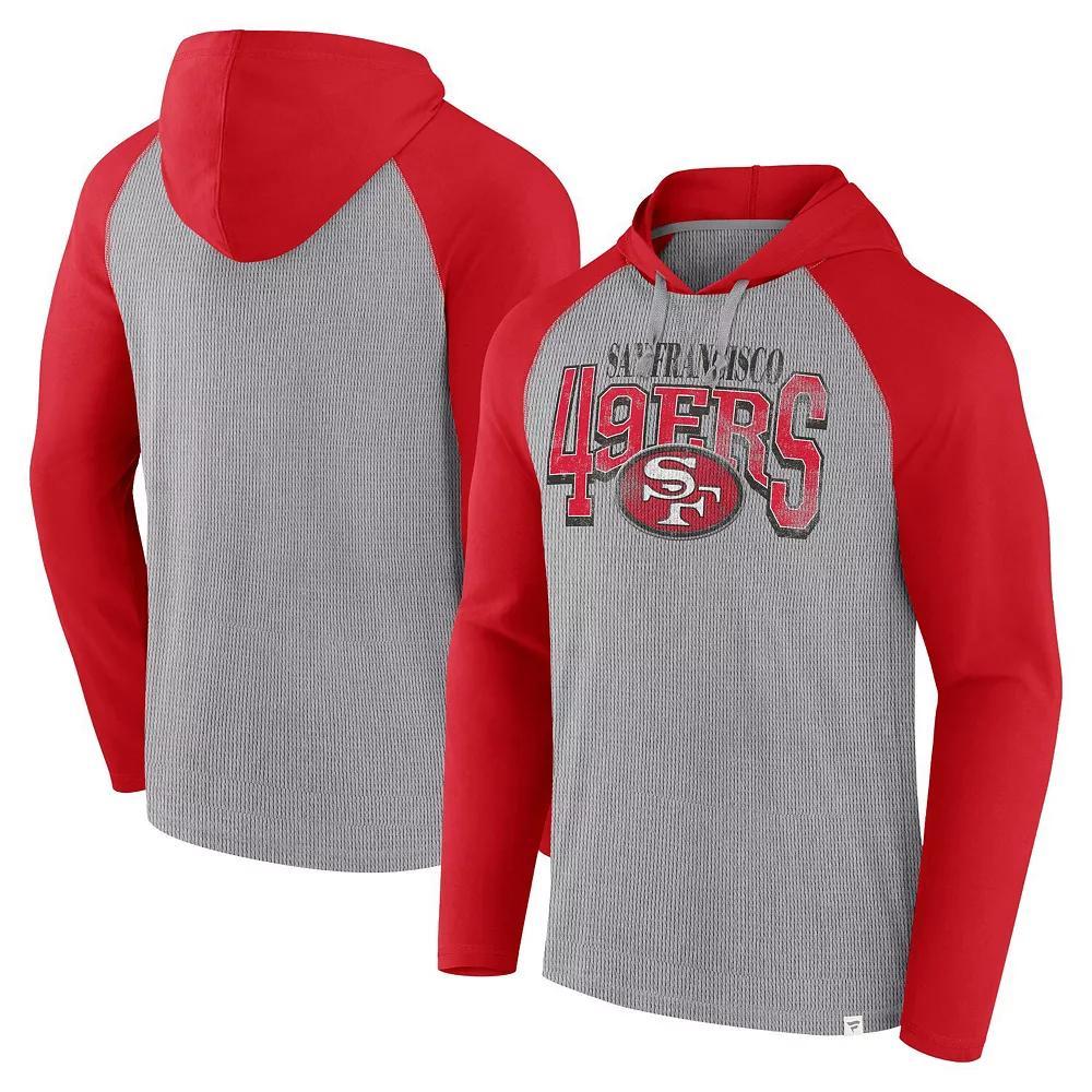 Men's Fanatics Gray/Scarlet San Francisco 49ers Under Center Long Sleeve Hoodie T-Shirt, Size: XL, Grey Product Image