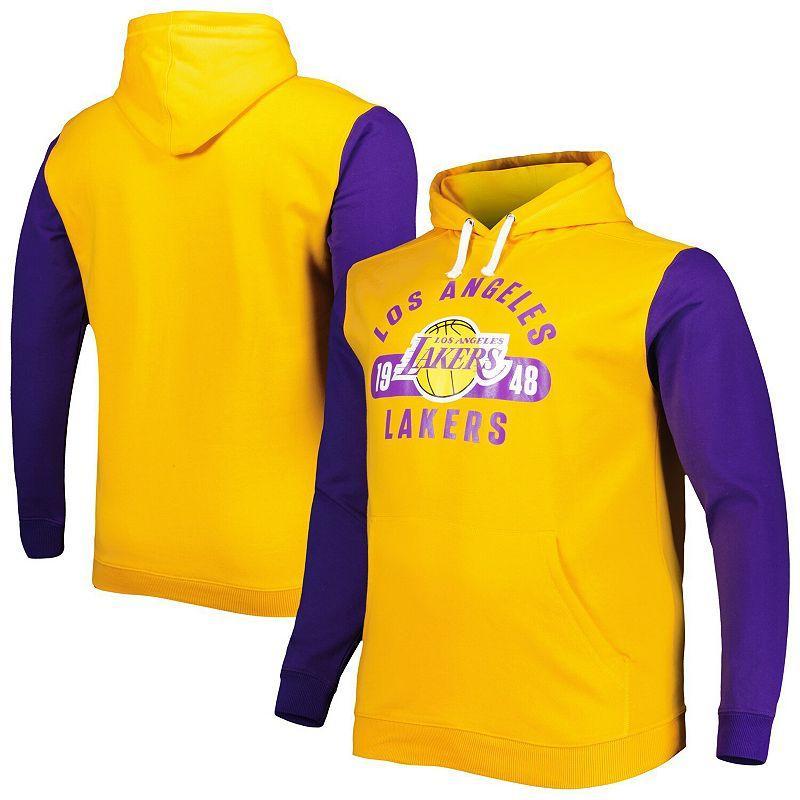 Mens Fanatics Branded /Purple Los Angeles Lakers Big & Tall Bold Attack Pullover Hoodie Product Image