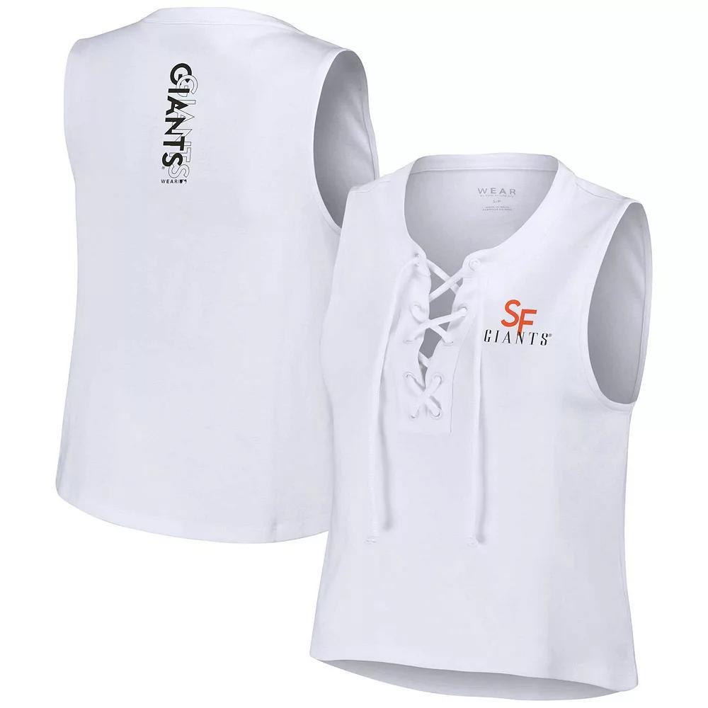 Women's WEAR by Erin Andrews White San Francisco Giants Lace-Up Tank Top,  Product Image